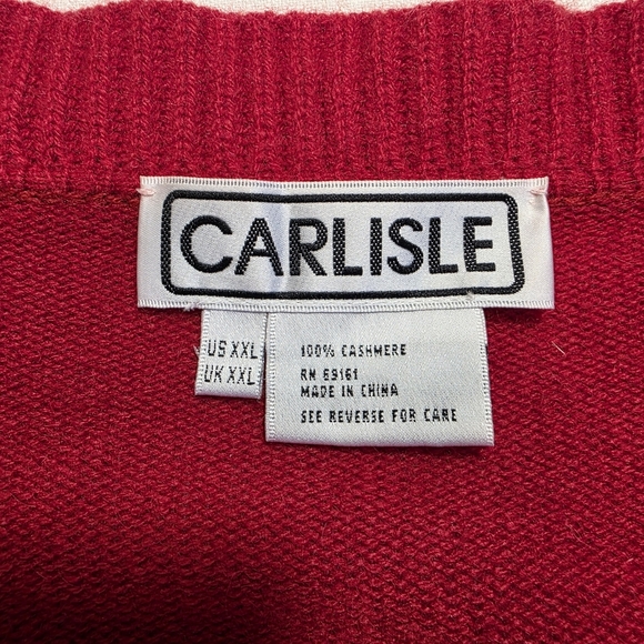 Carlisle Women's Red Ruffled V-Neck Cashmere Sweater XXL EUC Feminine Pullover - Picture 4 of 14
